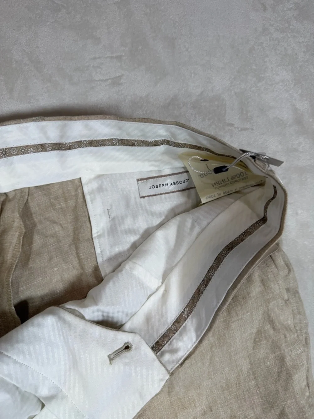 Brand New NWT Joseph Abboud 100% Linen 42W 32L Men's Beige Linen-Blend Chinos